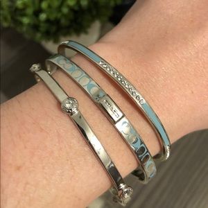 Coach Bracelet Set- Pave, Signature C, Blue/Silver